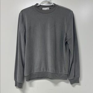 P.J. Salvage Women's Velour Sweatshirt Small Gray Crew Neck